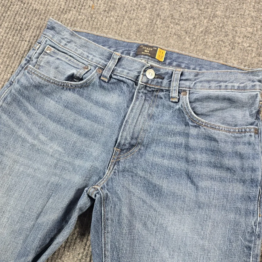 J.CREW 484 Jeans Mens 31x32 Blue Light Wash Straight Slim‎ Denim Zip Fly 30x30